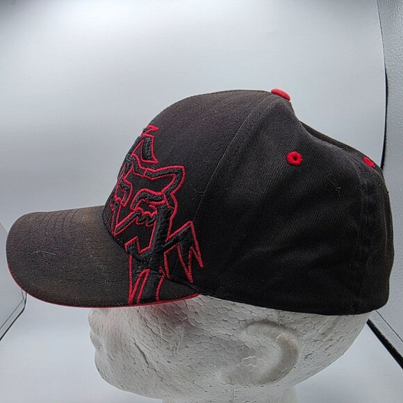 Fox Racing Mens L/XL Black Red Embroidered Baseball Hat Casual Cap Motorcycles - Picture 2 of 9